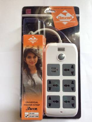 Devaji Universal Power Strip With 2 USB Ports 5  Socket Extension Boards