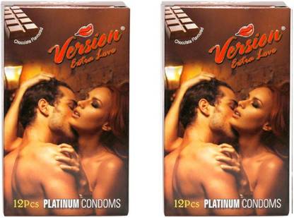 Version Male Condom Extra Love Multi-Textured Chocolate Flavor Combo 2 Packets (24Pcs) Condom
