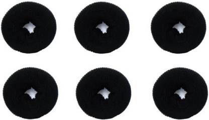 Majik Attractive 10 cm Donut set of 6 Black Hair Band (Black) Bun