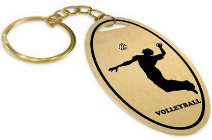 METAL AND MORE Volleyball In Brass Key Chain