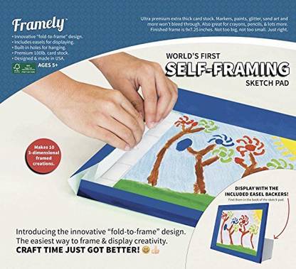 Framely Self-Framing Sketch Pad. Ultra Premium Extra Thick Card-Stock Sheets That Won'T Bleed Through. Makes 10 Durable 3-Dimensional Ar