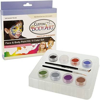 Custom Body Art Kustom Body Art Boys Face Paint Set 8 Color Boxed Set, 3 Ml, 2 Makeup Brushes