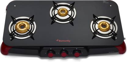 Butterfly Signature 3 Burner Glass Manual Gas Stove