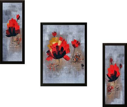saf Set of 3 Flower Pot Digital Reprint 22.5 inch x 13.5 inch Painting