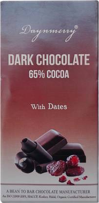 Daynmerry 65% Dark Chocolate with Dates - 100 gm- Pack of 2 Bars