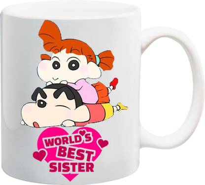 Stylotrendz Return Gift for Raksha Bandhan Rakhi Gifts shinchan world's best sister Ceramic Coffee Mug