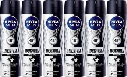 NIVEA INVISIBLE BLACK AND WHITE PACK OF 6 Deodorant Spray  -  For Men