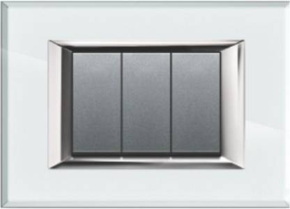 VIHAN 3 Module Realone Premium Real Glass Crystal Copper Mirror Color Plate Switch 20 A Three Way Electrical Switch