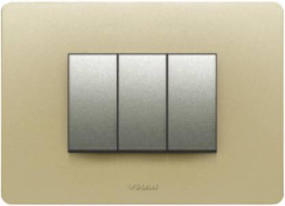 VIHAN 3 Module Frint Metallic Gold Leaf Color Plate Switch 20 A Three Way Electrical Switch