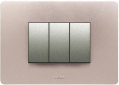 VIHAN 3 Module Frint Metallic Copper Penny Color Plate Switch 20 A Three Way Electrical Switch