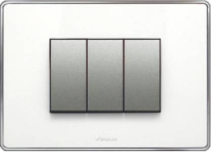 VIHAN 3 Module Glossy With Steel Frame Moon White Color Plate Switch 20 A Three Way Electrical Switch
