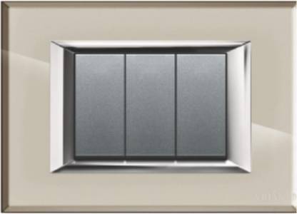 VIHAN 3 Module Realone Premium Real Glass Crystal Silver Mirror Color Plate Switch 20 A Three Way Electrical Switch