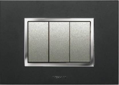 VIHAN 3 Module F-ONE+ Metallic Velvet Black Color Plate Switch 20 A Three Way Electrical Switch