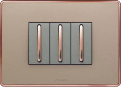 VIHAN 3 Module Metallic With Copper Frame Pacific Gold Color Plate Switch 20 A Three Way Electrical Switch