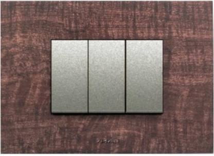 VIHAN 3 Module F-ONE Dark Wood Oak Color Plate Switch 20 A Three Way Electrical Switch