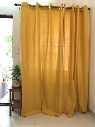 The Yellow Dwelling 225 cm (7 ft) Cotton Semi Transparent Window & Door Curtain Single Curtain