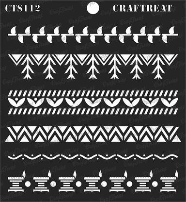 CrafTreat CrafTreat Stencil CTS112 Warli Borders Stencil