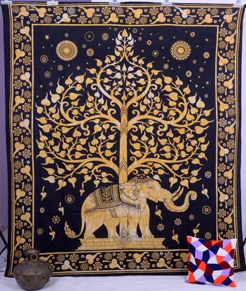 Handicraft-Palace Elephant Tree Of Life Wall Hanging Home Decore Art Tapestry