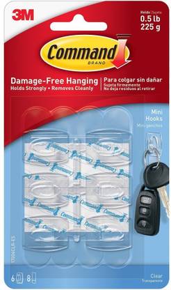 3M Command™ Clear Mini Hooks -6 hooks, 8 strips Hook 6