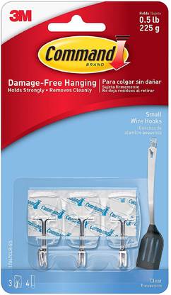 3M Command™ Clear Small Wire Hooks- 3 hooks, 4 strips Hook 3