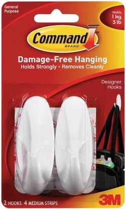 3M Command™ Medium Designer Hooks- 2 Hooks, 4 strips Hook 2