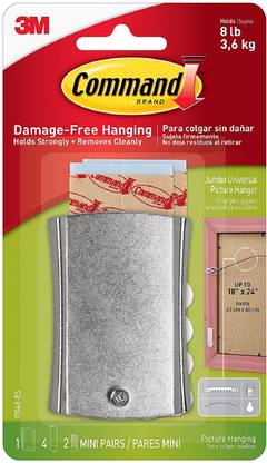 3M Command™ Jumbo Universal Picture Hanger -1-Hanger, 4 Large Strips, 2 Sets of Mini Strips Hook 1