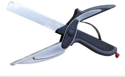 HighClaire Clever Cutter 2-in-1 Food Chopper Multifunction Kitchen vegetable and fruit Scissors Cutter-Replace Kitchen Knife and Cutting Board Chopper, High quality Premium stainless steel blade, easy to clean and mantain, Safety Latch to close when not in use Steel All-Purpose Scissor