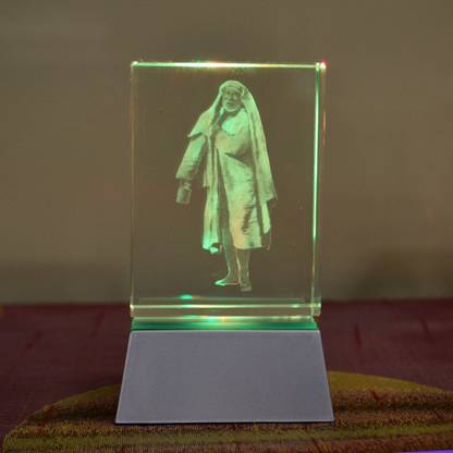 Sai Items Innovatives Saiitems 3D Sai Crystal LED light base Decorative Showpiece  -  7.5 cm