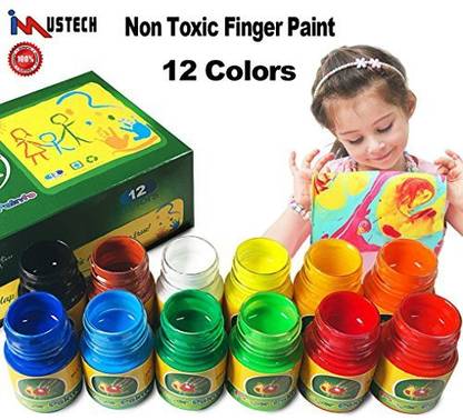 iMustech Washable Finger Paint, Non Toxic Kids Fingerpaints For Toddlers (12 Colors X 1.02 Fi.Oz)