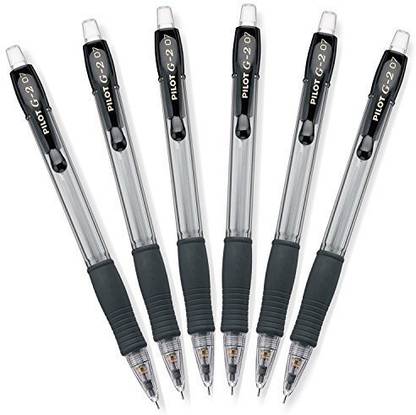 Generic Pilot G2 Mechanical Pencils, 0.7mm HB Lead, Black/Clear Barrels, 6 Pack