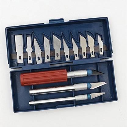 Hersent 16 Pcs Hobby Craft Knife Set Utility Tools Hobby Art Knife Set With 13 Pcs Blades Includes Stencil Fine Point Scoring Chiseling
