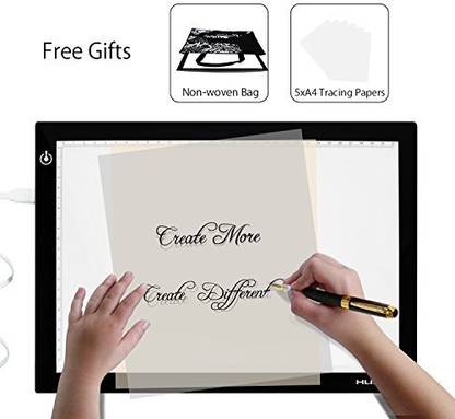 Generic Huion L4S Light Box - 17.72 Inches USB ADJUSTABLE Illumination Light Panel only 5mm Thin Light Table with 5 A4 Tracing Papers and 1 Non-woven Bag L14.17" x W10.63" x H0.2"