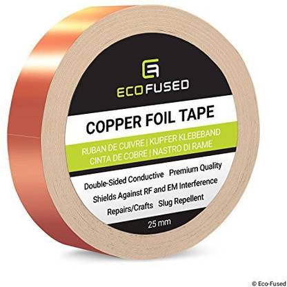 Eco Fused Premium Adhesive Copper Foil Tape - Double-Sided Conductive - 1 Inch (25 Mm) - Emi And Rf Shielding, Paper Circuits, Electrical