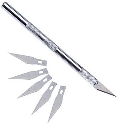 Generic MEEDEN Non-Slip Precision Craft Detail Knife with 6 Blades & Safety Cap for DIY Art Work Cutting Caving Sculpture 3D Print Removal Tool Phone PC Tablet Drone Repair