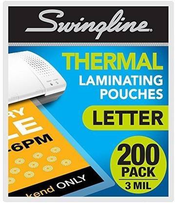 Swingline Thermal Laminating Sheets / Pouches, Letter Size Pouch, Standard Thickness, 200 Pack (3202062)