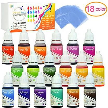 Decorrom 18 Color Bath Bomb Soap Dye With Shrink Wrap Bags - Food Grade Skin Safe Coloring For Diy Bath Bomb Making, Handmade Soaps, Craf