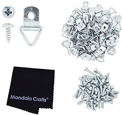 Mandala Crafts Triangle Heavy Duty Strap Hangers D-Ring Hooks With Screws For Mirror Sign Frame Art Picture Hanging (200 Pieces,