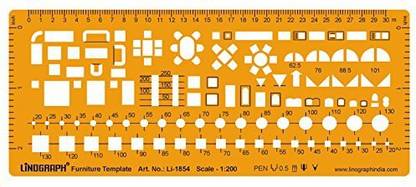 LINOGRAPH Furniture Symbol Drafting And Design Template Stencil Symbols Architectural Technical Drawing Scale 1:200