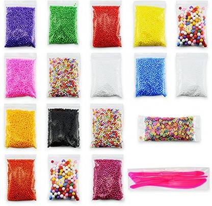 Tkonline 15 Pack Colorful Styrofoam Foam Balls For Slime 0.1-0.35 Inch With Slime Tools And Fruit Slice For Slime Making Art Diy