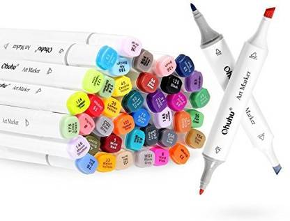 Generic Ohuhu 60 Colors Dual Tips Permanent Marker Pens Art Markers Highlighters with Carrying Case for Drawing Sketching Adult Coloring Highlighting and Underlining