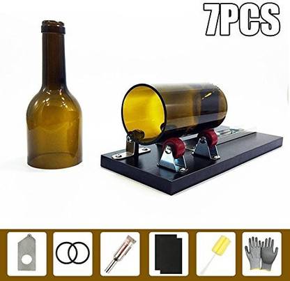 Generic Glass Bottle Cutter,EVNEED Bottle Cutter Machine Adjustable Bottle Cutter Kit to Make Glasses from Wine/Beer Bottles + Edge Sanding Paper &#xFF08;+1 pair of cut resistant gloves