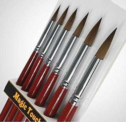 Magic Touches Artist Round Brushes - Top Quality Red Sable (Weasel Hair) Long Handle, Round Paint Brush Set For Watercolor, Acrylic And Oil Pa
