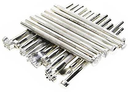 Bigteddy - 20Pcs Leather Working Saddle Making Stamps Tools Set For Leathercraft Carving Diy Handmade Art (Silver)