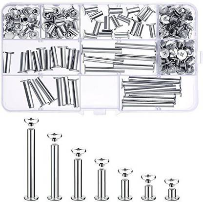 Generic Pangda 80 Set Chicago Binding Screws Assorted Kit 7 Different Sizes Metal Round Cross Head Stud Screw Posts Nail Rivet Chicago Button for DIY Leather Decoration Bookbinding