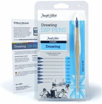 Generic Joseph Gillott Ink Dip Pen 8 Nib Drawing Set