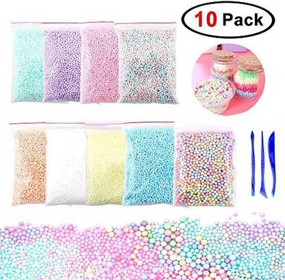By Kidz Easter Day Gifts, 10 Packs Spring Colors Pastel Foam Beads Kit For Slime Making, With Slime Making Tools, Diy Art Crafts For Hom