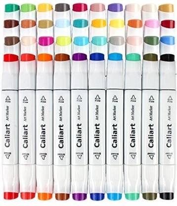 Caliart 100 Colors Artist Alcohol Based Markers Dual Tip Art Markers Permanent Drawing Coloring Markers Twin Sketch Markers Pens
