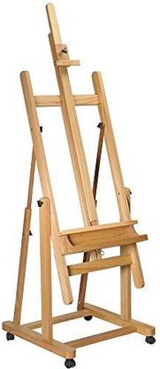 Mont Marte Tilting Studio Easel. Height Adjustable H-Frame Wooden Easel Featuring A Large Tilt Range. Castor Wheels Allow Easy M