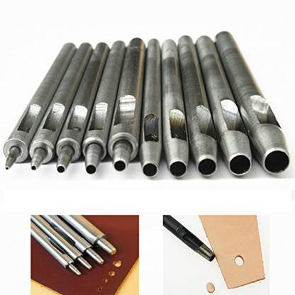 Yunpo Tech 10Pcs 0.5Mm-5Mm Round Hole Punch Cutter Leather Working Tools For Leather Watch Bands Belts Canvas Paper Plastics Hollow Hole Pu
