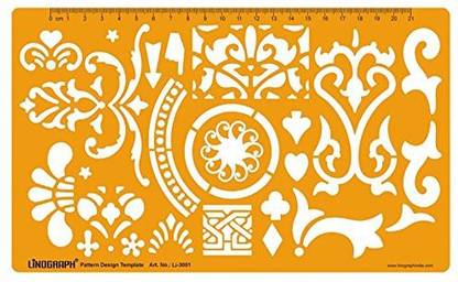 LINOGRAPH Floral Pattern Design Template Art & Craft Drafting Template Stencil Symbols Technical Drawing Scale